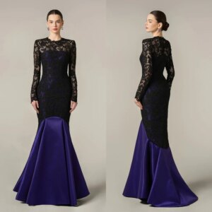 Customized Charmeuse Pleat Mermaid Jewel Long Dresses Bespoke Occasion Prom Evening Elegant Fashion High Quality