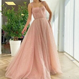 Formal Evening Party Gowns formal dress women elegant Women’s Sparkle Starry Tulle Prom Dresses Sweetheart Neckline Sleeveless