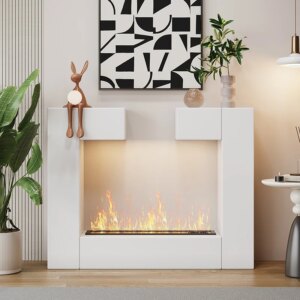 Xiyuan/3D atomizing fireplace decorative cabinet humidifier French cream wind solid wood modern living room entrance entrance