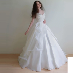 Pretty White Classic Formal Wedding Party Dress Floor Length Sweetheart A-Line Sleeveless Stain Elegant Princess Vestidos De Nov