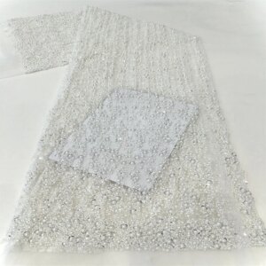 African Nigerian Exquisite Lace Fabric Sequins Beads Fabric 2024 High Quality French Bride Party Wedding Embroiderg Sewing Dress