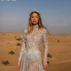 Elegant Long Sleeve Prom Dress 2025 Romantic A-Line Sequined Party Dress Solemn Beaded Floor-Length Evening Gowns Customized