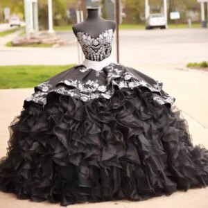Customized Attractive Sleeveless Quinceanera Dresses for Girl Lacing Up Ruffles Layered Applique Tulle Vestidos De 15 Anos