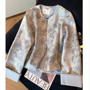 New Chinese style jacquard plate short coat feminine temperament blouse