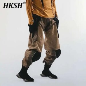 HKSH Autumn Winter Men’s Tide Punk Dark Multi Form Conversion Low End Layered Spliced Waste Soil Safari Style Cargo Pants HK3335