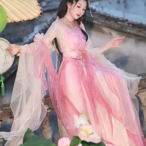 Hot Selling |[Peony Fairy Feather]The Elegant And Waist Length Skirt Of The Southern And Northern Dynasties Improved The Hanfu