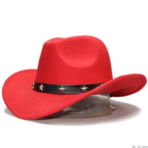 Leather belt boys and girls parent-child woolen cowboy hat with large brim wide shade casual top