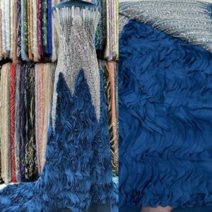 Latest French Tulle Lace Fabric High Quality African Net Lace Fabrics With Sequins Beads For Nigerian Party Dress TS2823