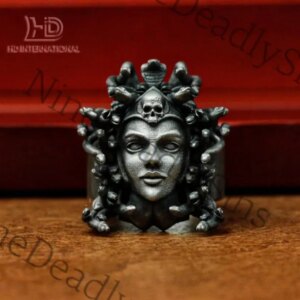 Medusa 925 Silver Ring – Snake King Banshee – Glamorous Queen Ring Gift Goth Charm