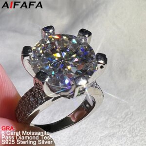 6 Carat Real Brilliant Moissanite Rings for Women Sparkling Moissanita Lab Diamond S925 Silver Wedding Proposal Ring Jewelry GRA