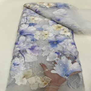 Latest African Lace Fabric 2024 High Quality Embroidery Lace French Tulle Lace Nigerian Lace Fabric 5Yards For Women Party Dress