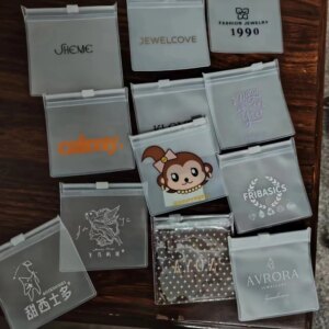 500pcs Custom Logo Free Jewelry Frosted Zipper Bag Ring Earring Bracelet Packaging EVA Plastic Storage Pouch