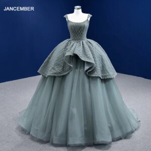 Jancember Tiered Long Evening Dress Scoop Dresses For Women 2024 Elegant Floor Length Backless Wedding Dress For Guests שמלת ערב