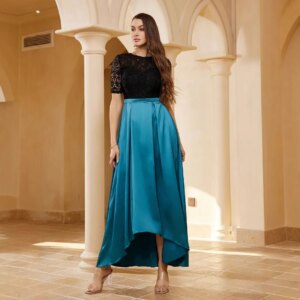 Elegant Modern A-Line Mother of the Bride Dress Floor Length Scoop Neck Lace Asymmetrical Evening Dress 2025 Free Customized