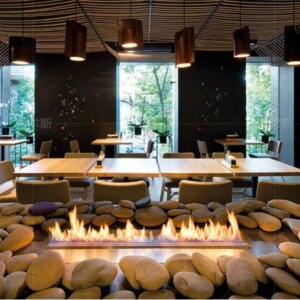 tuya wifi bioethanol kamin electric rectangular stainless steel ethanol fireplace remote control