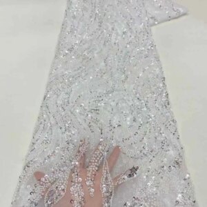 Fashion African Tulle Lace Fabric 2025 High Quality French Luxury Lace Nigerian Sequins Net Lace Fabric For Bridal Wedding Dress