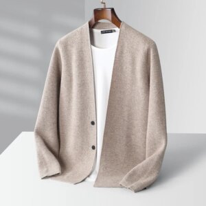 Spring and Autumn New Light Luxury Men’s Wool Cardigan Business Casual Daily Style Two-Button Knitted Coat Fashion