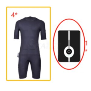 The Link for  EMS Muscle Trainer Exerciser Fat Burning Fitnes Four training suits and an energy box