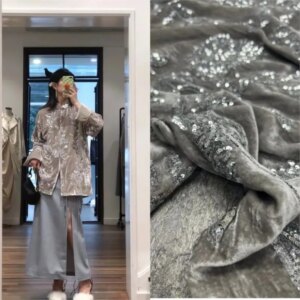 High-end custom new products silk velvet heavy embroidery fabric sequins Chinese-style top cotton-padded