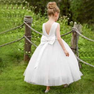 Princess Dress Girls Party Dress Flower Girls Satin Tulle Princess Pageant Dress for Wedding Kids Party Prom Ball Gowns Dresses