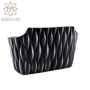 Elegant Style Barber Used Front Counter Desk Portable Synthetic Leather Reception Desk With Back Wall
