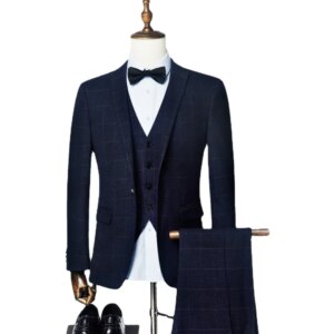 Business Men’s Set 3-piece Korean Casual Formal Slim Fitting Men’s Groom 3-piece Men’s Dress Set