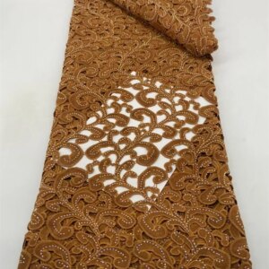 African guipure lace with stones high quality nigerian french cord lace for wedding party dress 5yards