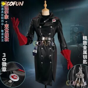 COFUN Identity V Call of The Abyss Emil Cosplay CostumeCOA Patient Cos Game Halloween Gorgeous Leather Jacket Black