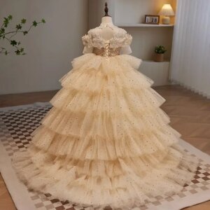 Girl’s Flower Girl Dresses Princess New Floral Children’s Fluffy Children’s Wedding Host Piano Performance Costume Formal Dress