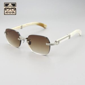 2025 Retro Natural Water Buffalo Horn Leg Sunglasses for Men High-quality and Fashionable Frameless Square SUN GLASSES Women