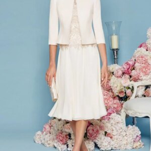 Two Piece Mother of the Bride Dress Wedding Guest Church Elegant Chiffon Satin Lace Jacket Dress Appliques 2025 Free Customized