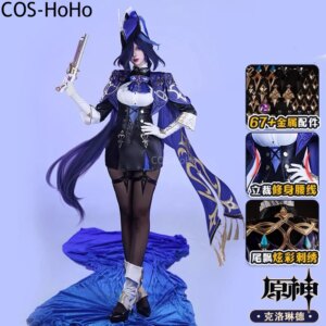 COS-HoHo Genshin Impact Clorinde Game Suit Gorgeous Lovely Dress Uniform Cosplay Costume Halloween Party Role Play Outfit Women