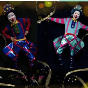 Featured clown costume Lake blue sapphire diamond lattice costume Carnival clown costume