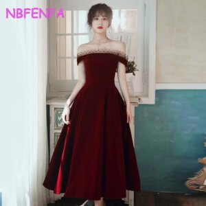 2025 New Bride Wine Red Evening Dresses One-shoulder Elegant Slim Evening Gowns Female Banquet Formal Dress for Women Vestidos