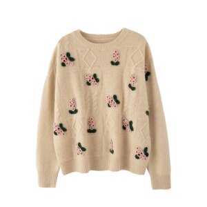 100% pure Australian cashmere women’s sweater, round neck, knitted, decorative, warm, new autumn and winter 2024