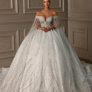 Classic Off-the-shoulder Wedding Dress 2025 Shiny Beaded Bridal Gown Elegant Strapless Classic Ball Gown Vestidos De Novia