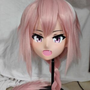 (GLb0310)Customize Character Female Girl Resin Half Head Crossdress Cosplay Japanese Anime Role Kigurumi Mask With Eyes And Wig