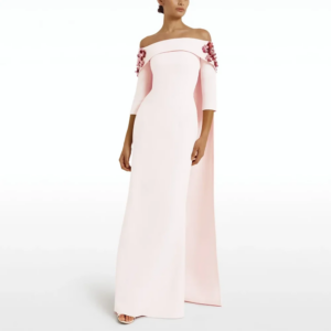 Chic Strapless Prom Dresses for Women 3D Flowers Off The Shoulder Straight Evening Gowns Fashion Floor Length Party Dresses