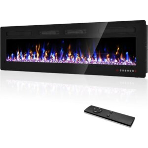 Fireplace Heater, 72” Recessed and Wall Mounted Fire Place Electric Fireplace Ultra Thin with Remote Control, Screen, Fire Place