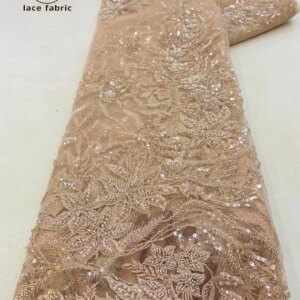 African Lace Fabric 2023 Sequins Beaded Embroidery Groom Nigerian Bridal High Quality French Tulle Lace Fabric For Wedding Party