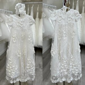 Luxury 3D Floral Baby Christening Gowns Lace Appliques Girls Baptism Customized Newborn Girl’s Birthday First Communion Dresses