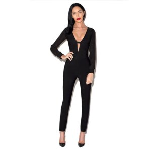Skinny Cross-border Solid Color Bandage Jumpsuit High-end Women’s Clothing