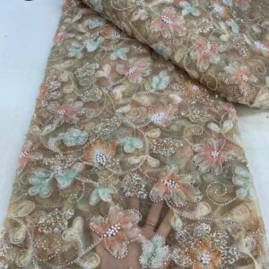 2025 African Nigerian French Net Groom Embroidery Tulle Sequins Lace Fabric Beautiful Luxurious Heavy Beaded Lace For Wedding