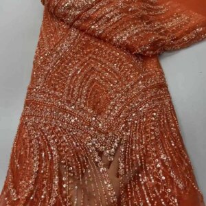 Luxurious African Sequins Lace Fabric High Quality 2025 Heavy Beads Embroidery French Tulle Lace for Wedding Dress ZX65HN-31