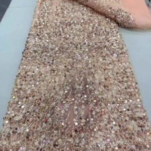Luxury French Mesh Lace Fabric Beads African Lace Fabrics Nigerian Mesh Lace Fabric For Diy Dresses Party Wedding Sewing