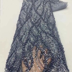 2025 New African French Nigerian High End Lace Fabric With Beads Sequins Mesh for Embroidery Wedding Party Bride Sewing Dress