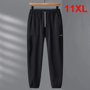 Plus Size 10XL 11XL Pants Men Solid Color Jogger Male Fashion Casual Track Elastic Waist Trousers Big