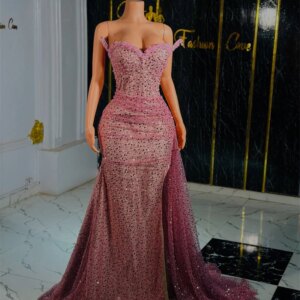 Luxury Pink Sexy Prom Dresses Luxury Black Girl Beading Crystal Birthday Party Dress Rhinestone Evening Sresses Gown Customized