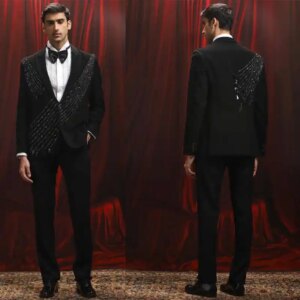 Customized Wedding Tuxedos Beading Sequins Peaked Lapel Men Suit 2 Piece Set Jacket Pants Groom Wear Evening Business Blazers