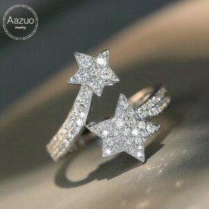 Aazuo Real Luxury Jewerly 18K White Gold Real Natural Diamond 0.55ct Fashion Star Rings Upscale Trendy Senior Party Fine Jewelry
